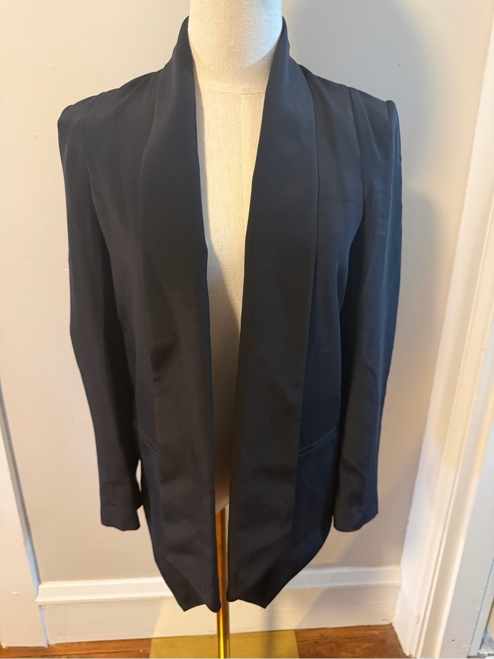 Rebecca Minkoff womens 2 black designer open front blazer lined silk suit jacket - Picture 2 of 10